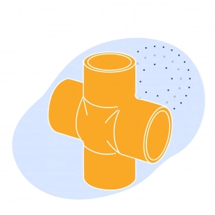 Крестовиная медная под пайку 34 мм М1ф ГОСТ 32590-2013